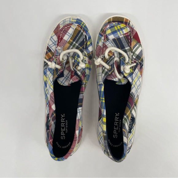 Women's Sperry Lounge Away Madras Boat Shoes Plaid Top-Slider Size 8 - Picture 3 of 14